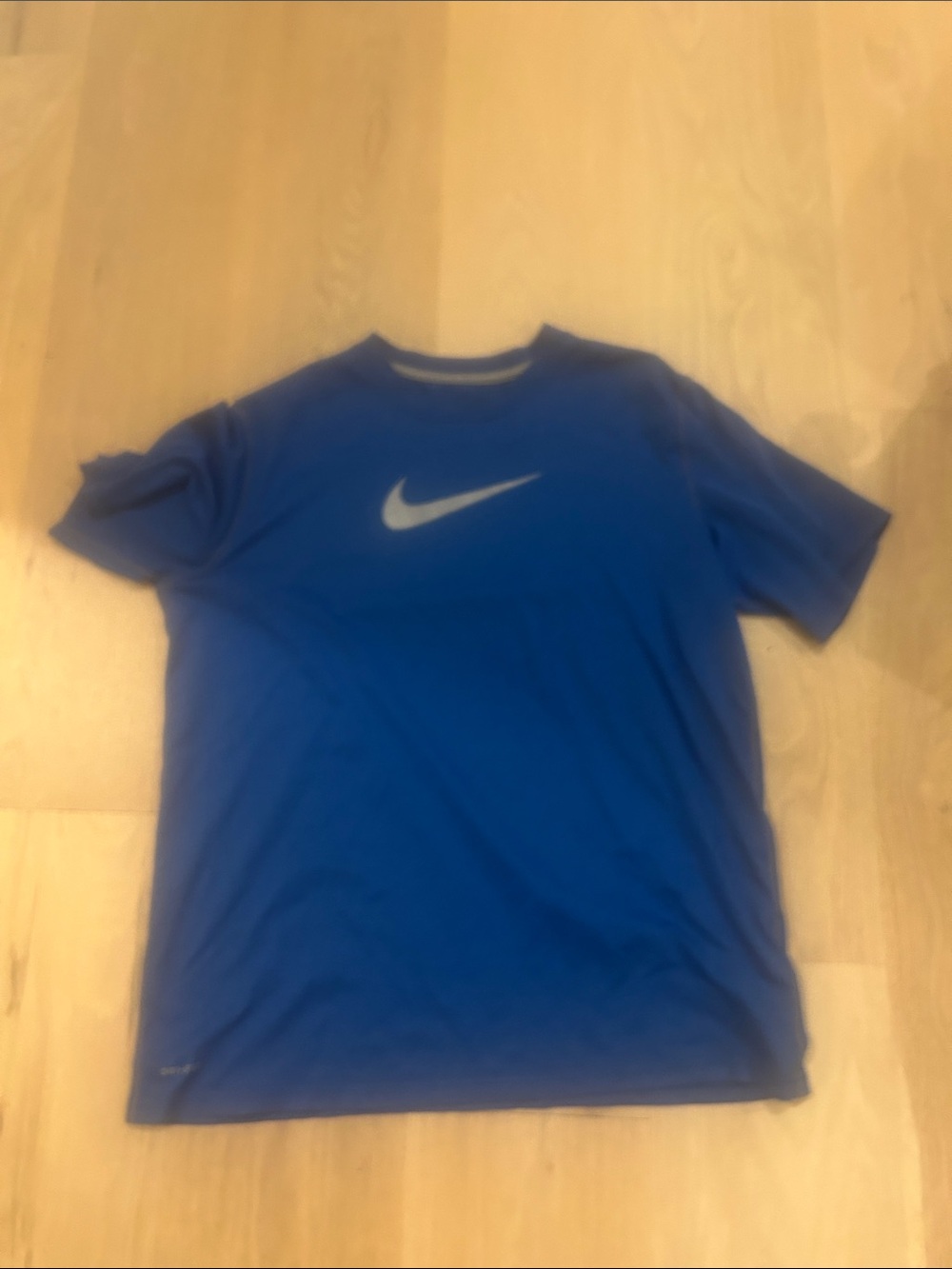 Nike Royal Blue Short-Sleeve Athletic Tee with White Swoosh (Kids XL)